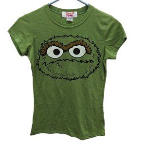 Mighty Fine Juniors Green Oscar The Grouch Sesame Street Graphic TShirt Medium M